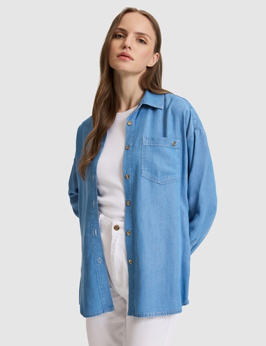 Açık Mavi Comfort Fit Jean Gömlek