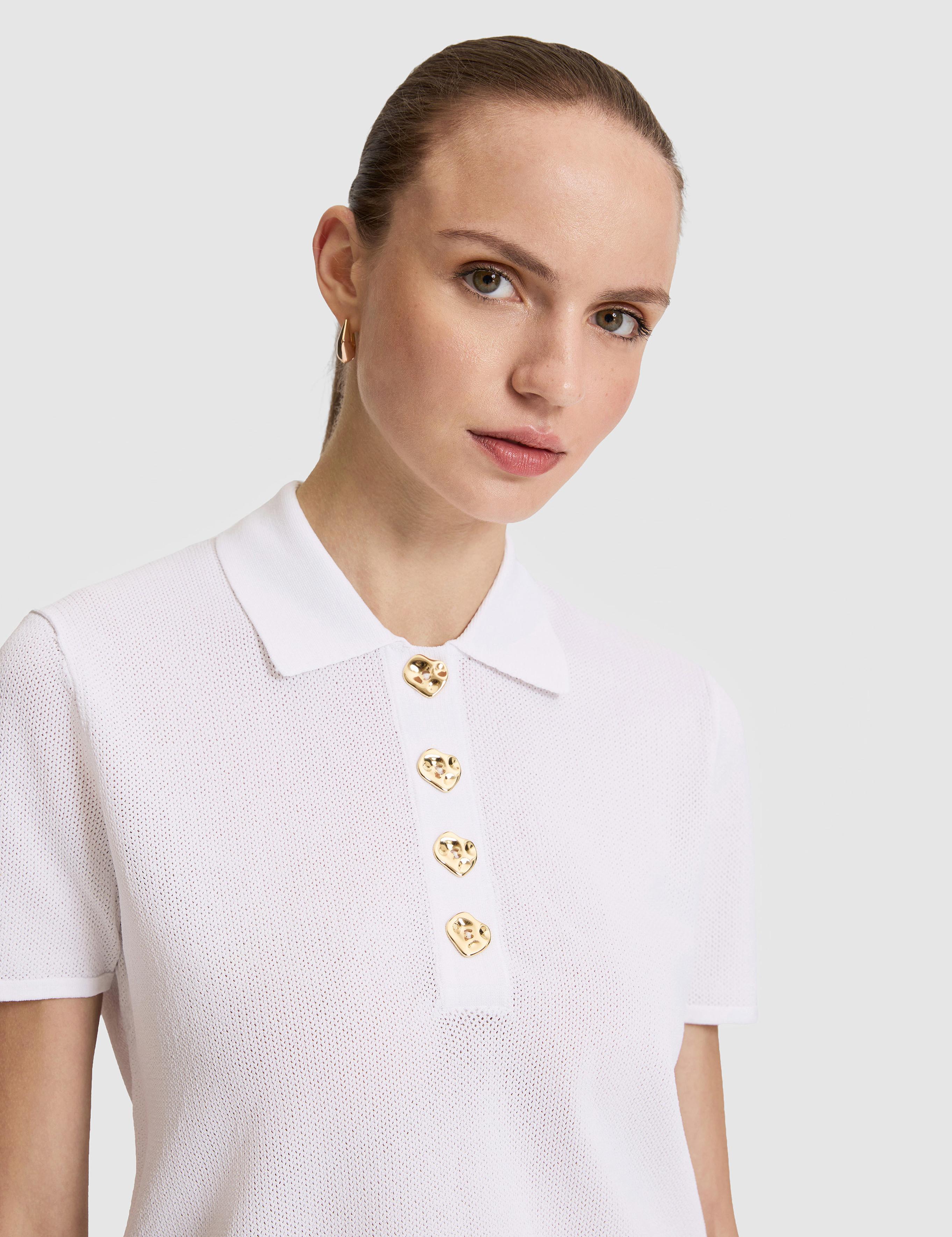 Beyaz Slim Fit Polo Yaka Triko Tişört