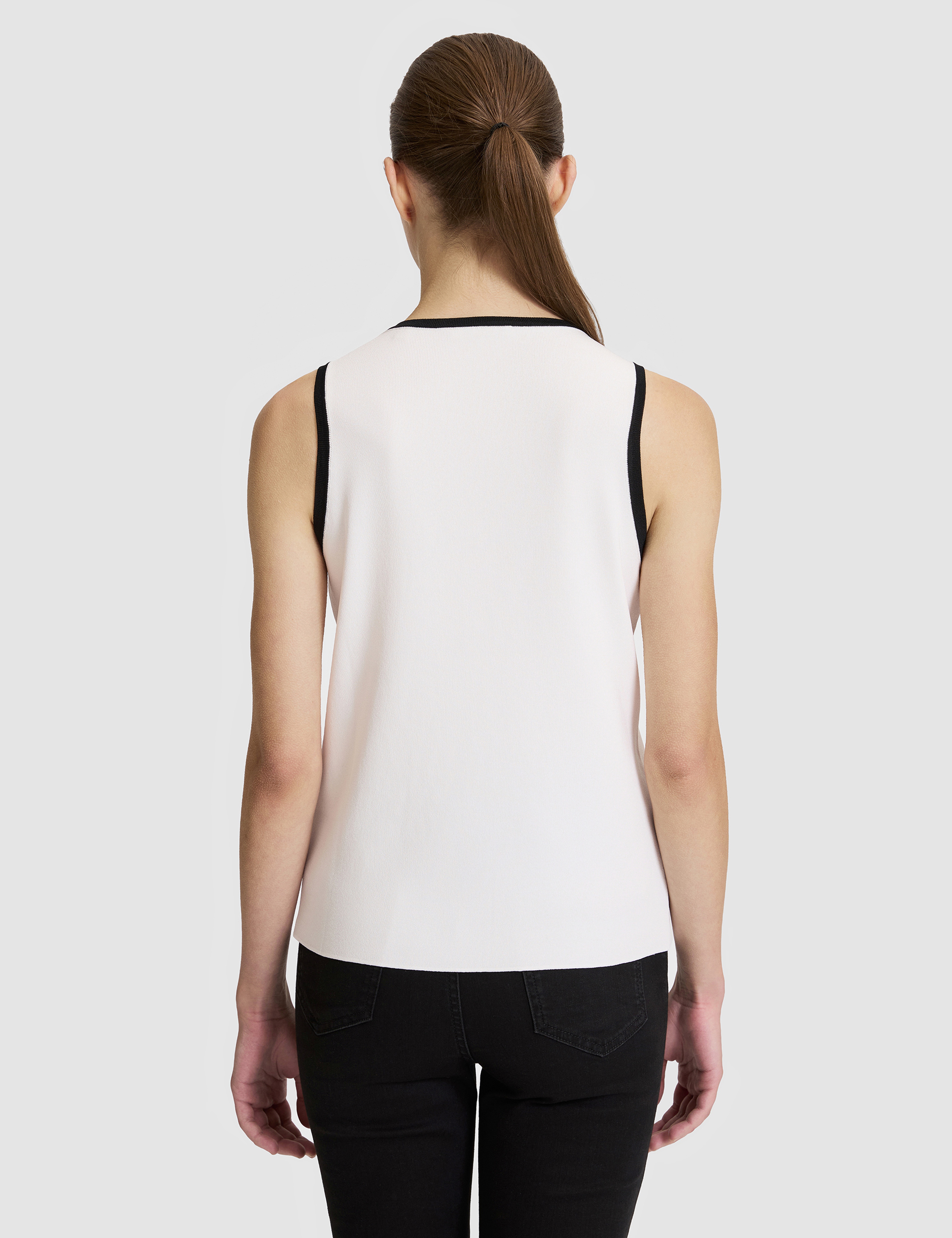 Beyaz Slim Fit Triko Tişört - Image 5