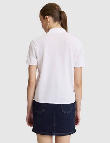 Beyaz Slim Fit Polo Yaka Triko Tişört
