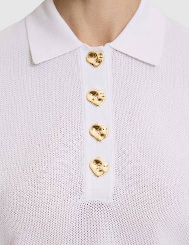 Beyaz Slim Fit Polo Yaka Triko Tişört