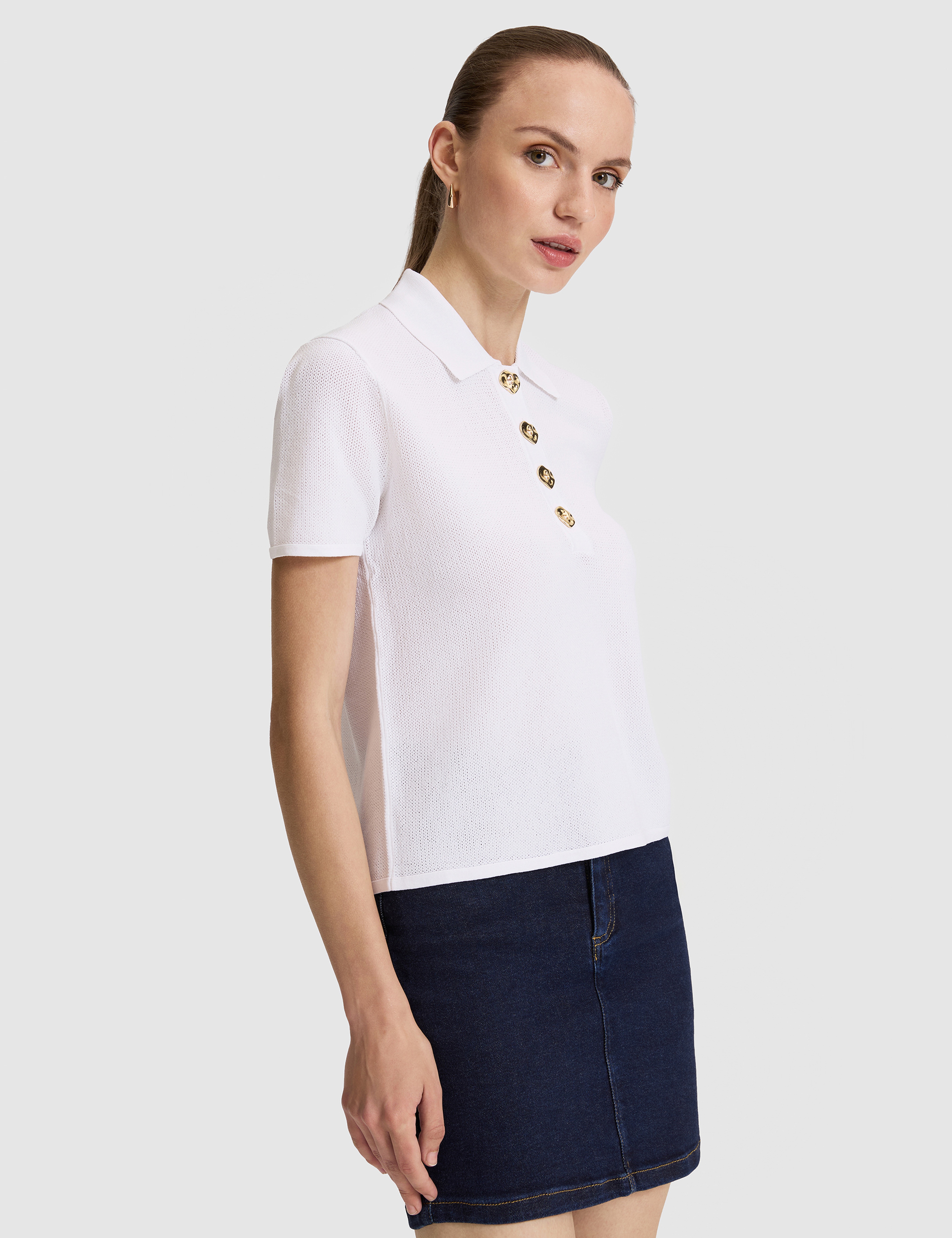 Beyaz Slim Fit Polo Yaka Triko Tişört