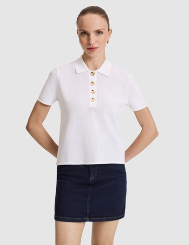 Beyaz Slim Fit Polo Yaka Triko Tişört