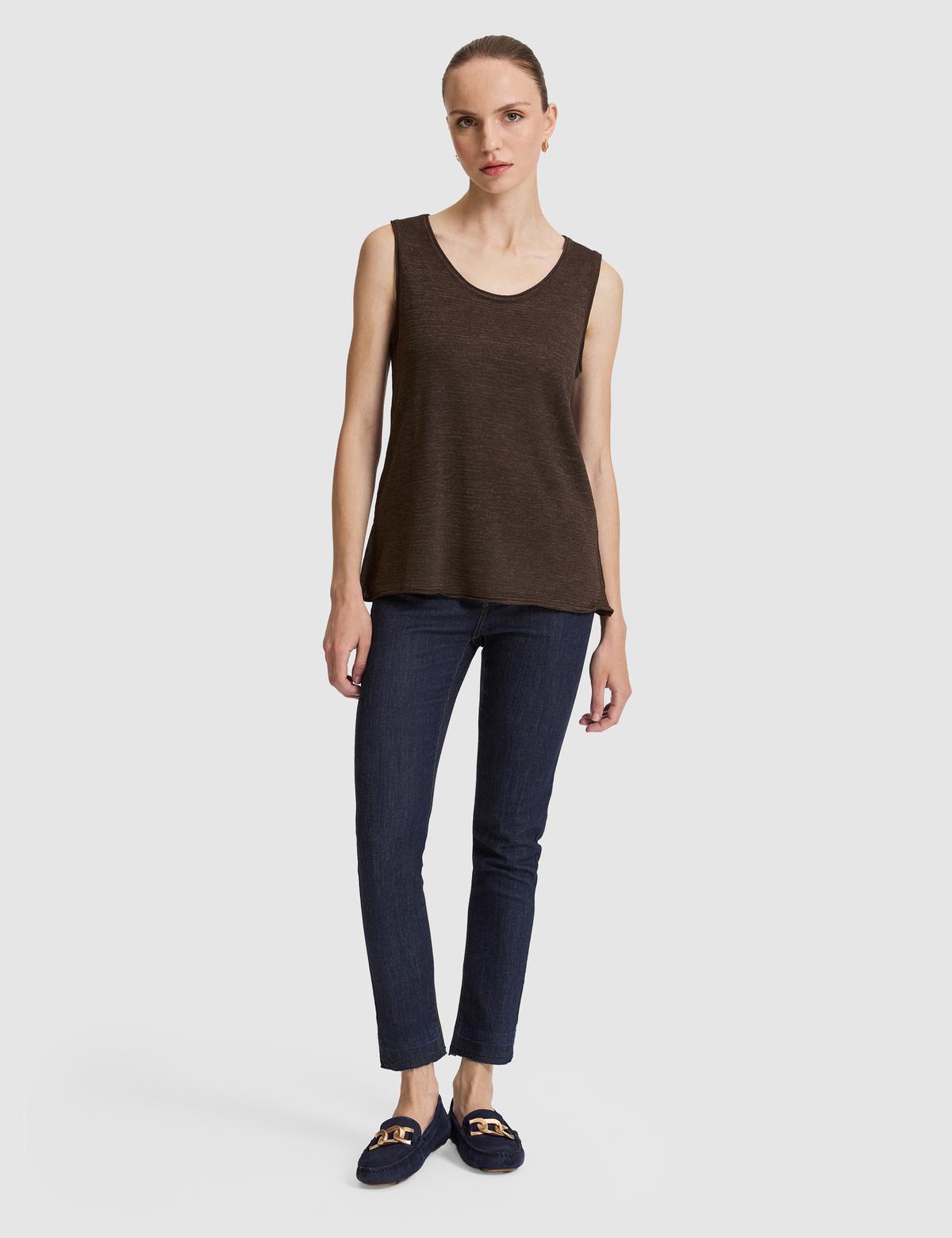 Kahverengi Comfort Fit Triko Tişört - 50324019008