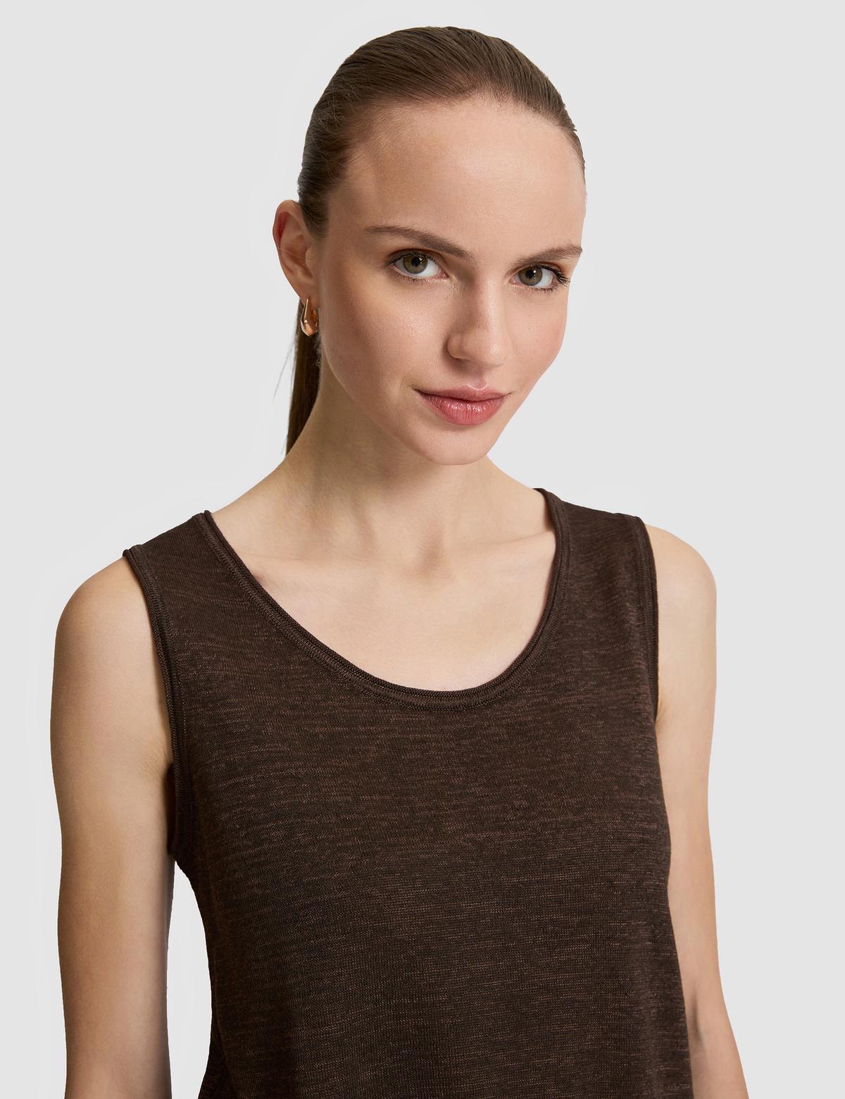 Kahverengi Comfort Fit Triko Tişört - 50324019008