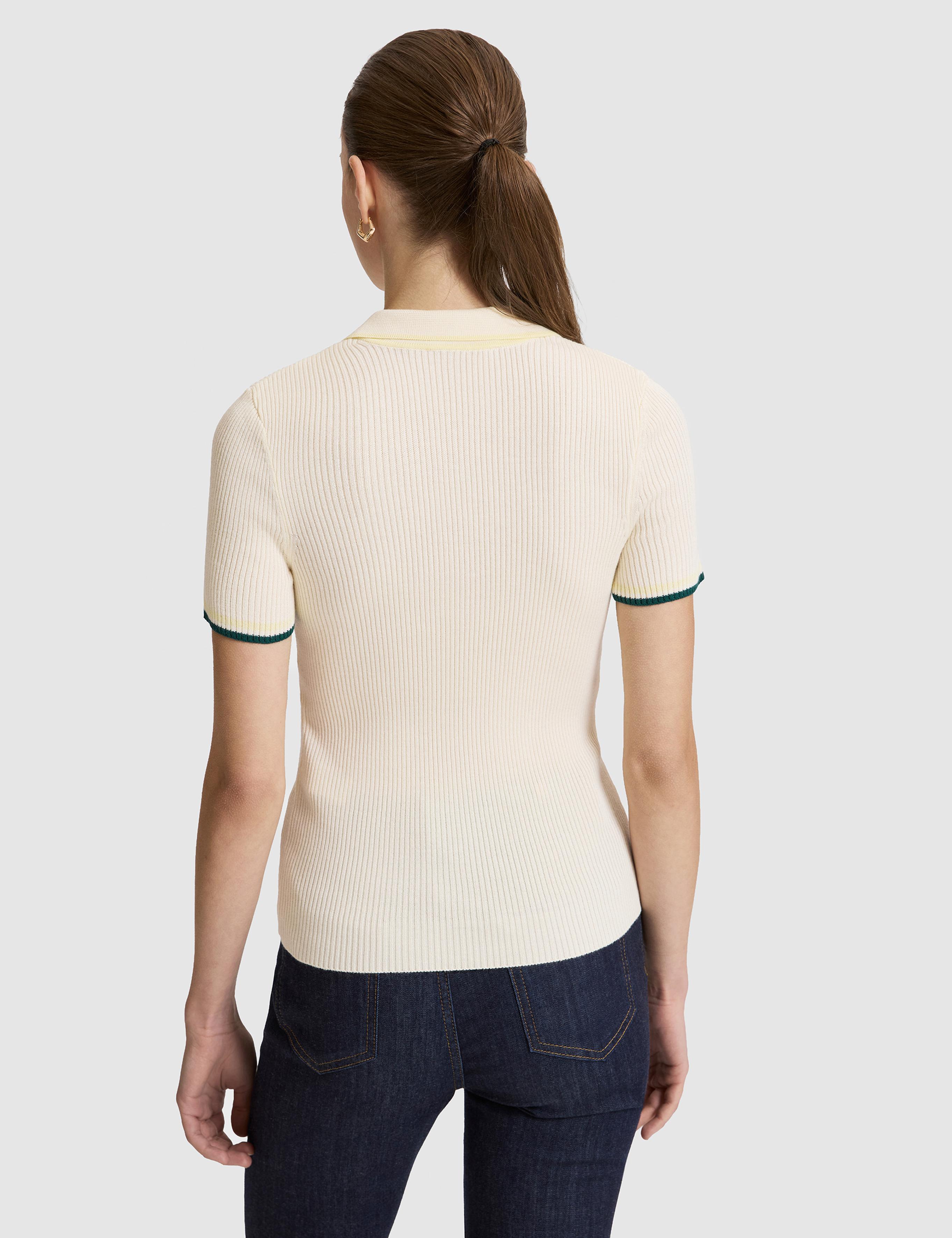 Ekru Slim Polo Yaka Triko Tişört