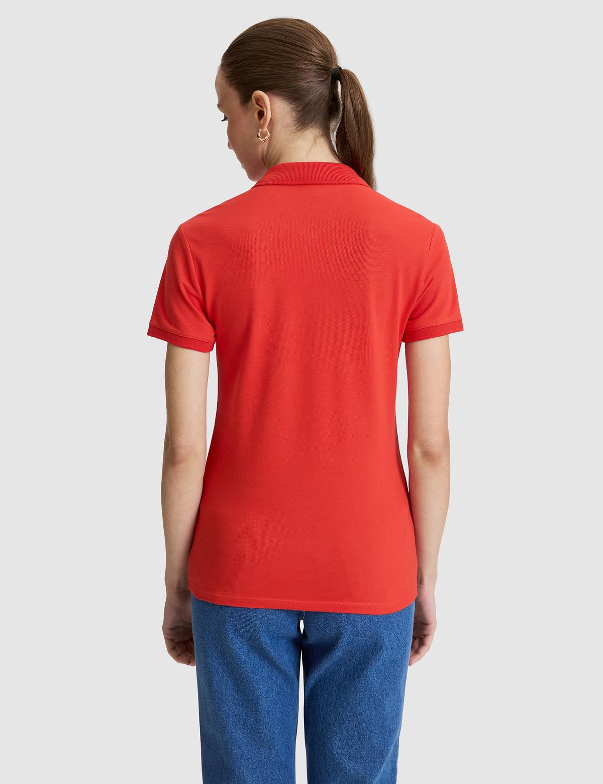 Kırmızı Slim Fit Pamuklu Polo Yaka Basic Tişört - 50325456024