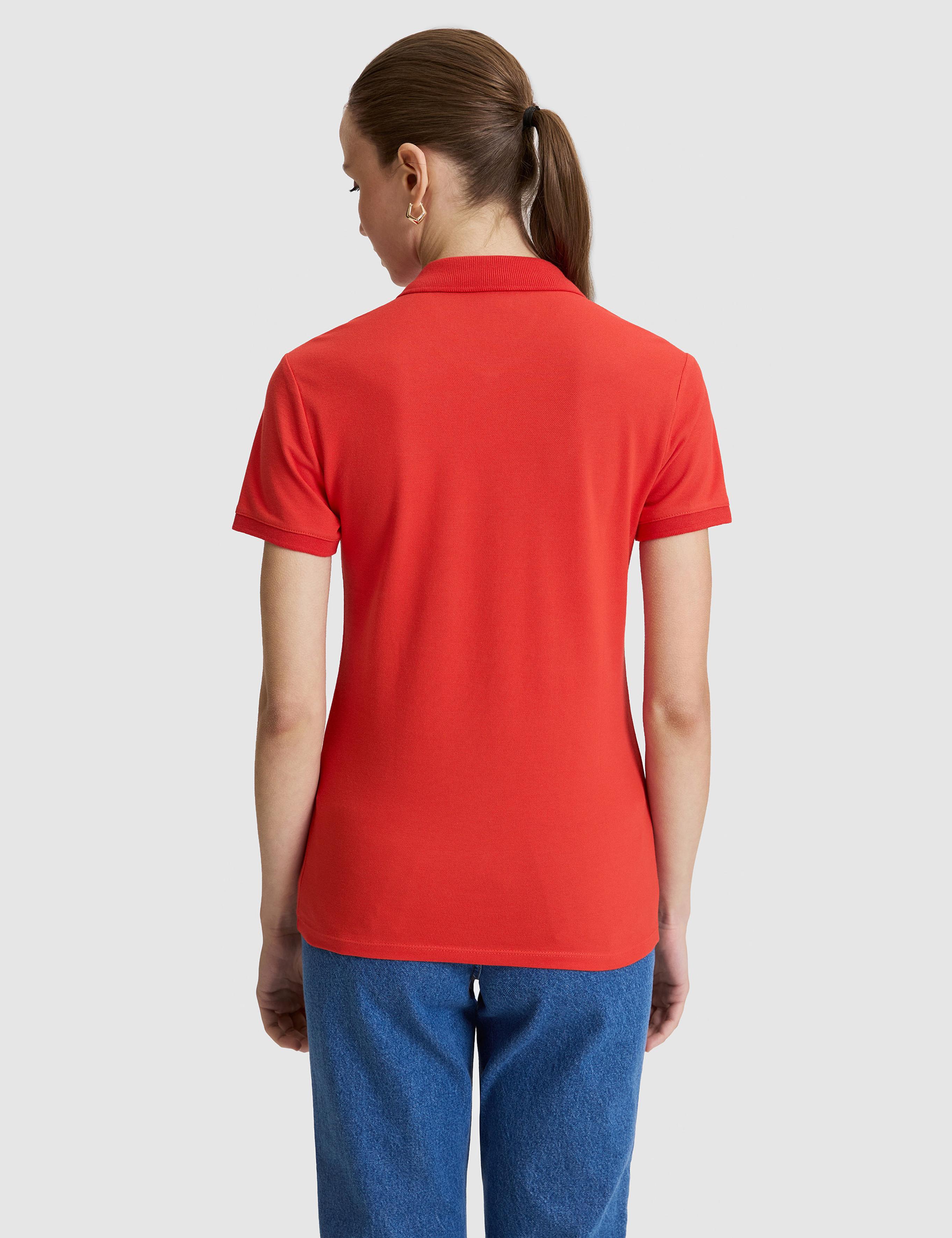 Kırmızı Slim Fit Pamuklu Polo Yaka Basic Tişört
