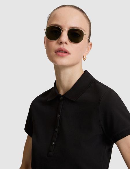 Siyah Slim Fit Pamuklu Polo Yaka Basic Tişört - 50325456038