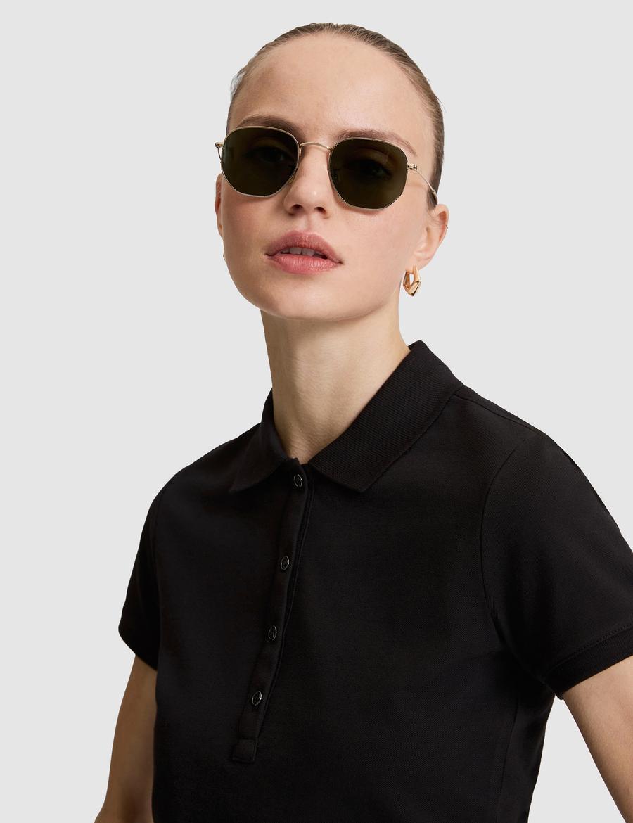 Siyah Slim Fit Pamuklu Polo Yaka Basic Tişört