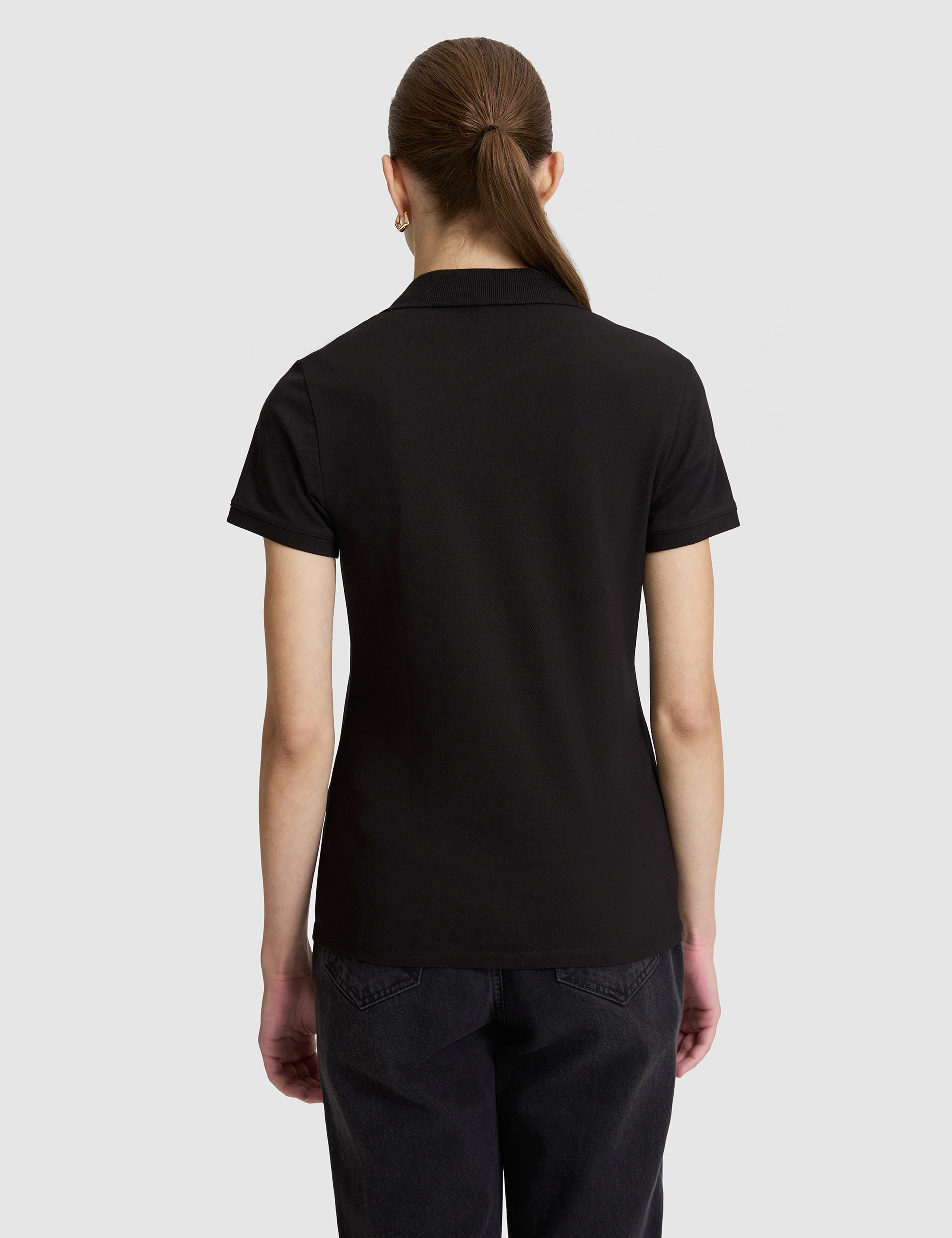 Siyah Slim Fit Pamuklu Polo Yaka Basic Tişört