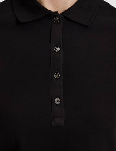 Siyah Slim Fit Pamuklu Polo Yaka Basic Tişört