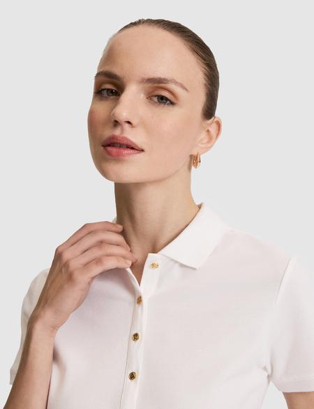 Beyaz Slim Fit Pamuklu Polo Yaka Basic Tişört - 50325456072