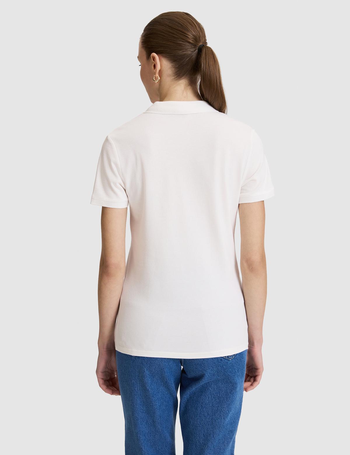 Beyaz Slim Fit Pamuklu Polo Yaka Basic Tişört - 50325456072