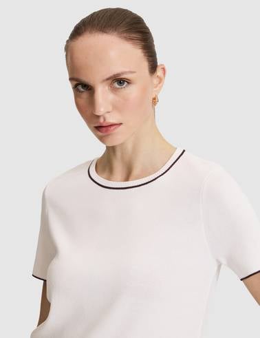 Ekru Slim Fit Triko Tişört