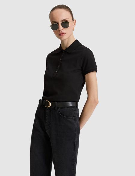 Siyah Slim Fit Pamuklu Polo Yaka Basic Tişört - 50325456038