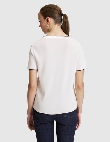 Ekru Slim Fit Triko Tişört