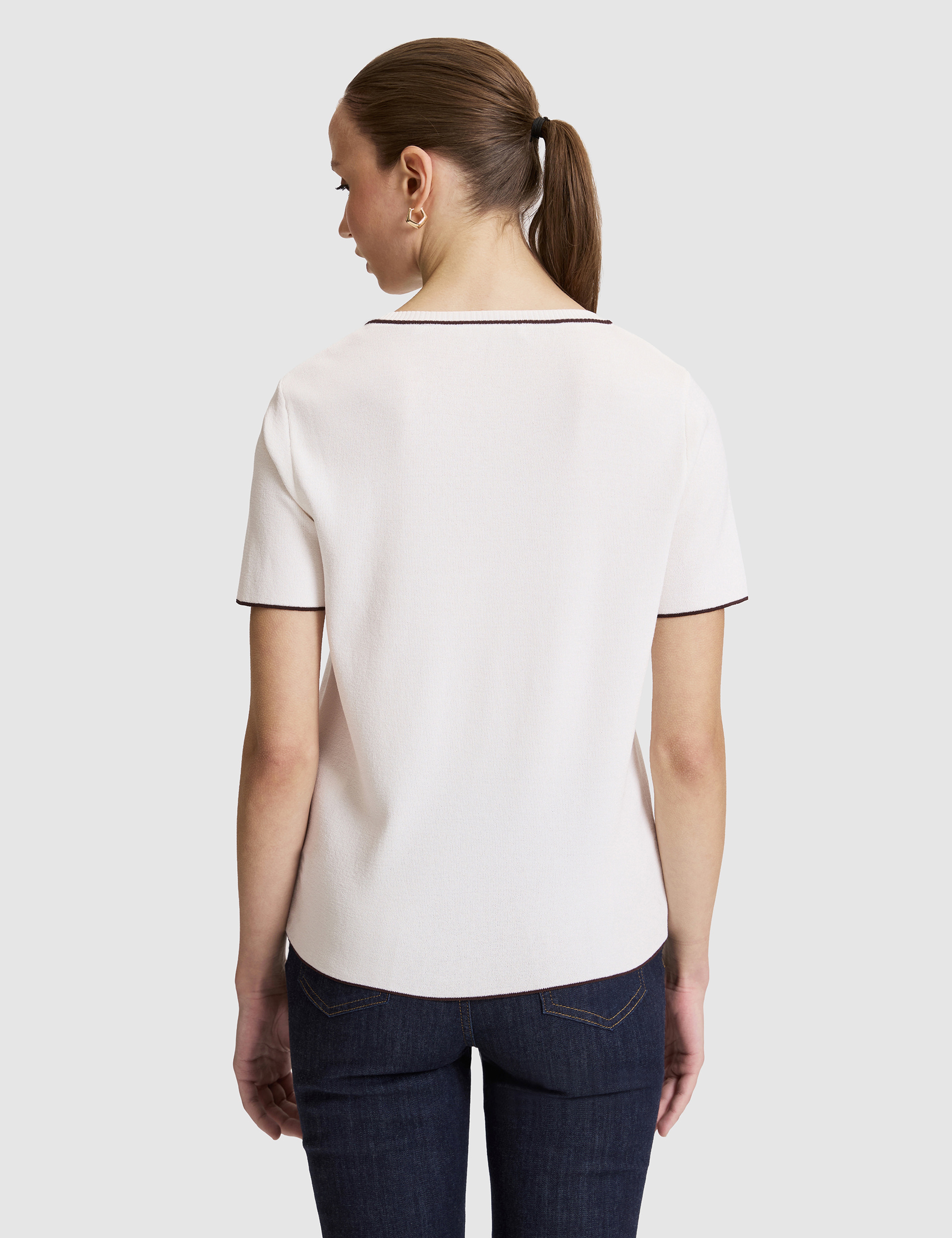 Ekru Slim Fit Triko Tişört