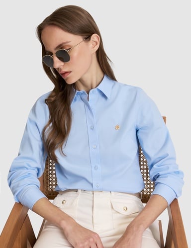 Açık Mavi Slim Fit Pamuklu Basic Gömlek