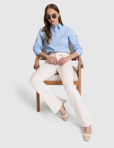 Açık Mavi Slim Fit Pamuklu Basic Gömlek