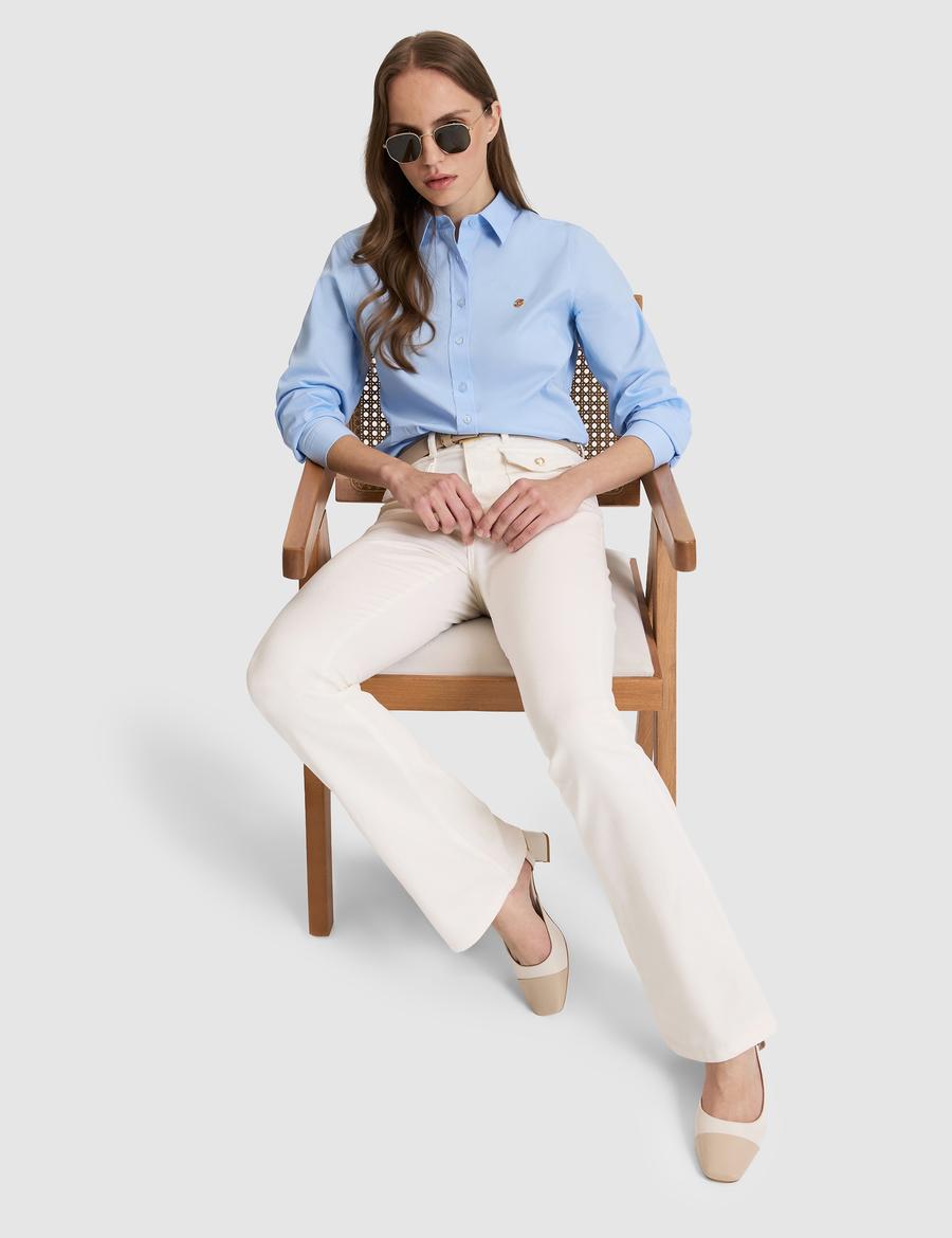 Açık Mavi Slim Fit Uzun Kollu Gömlek