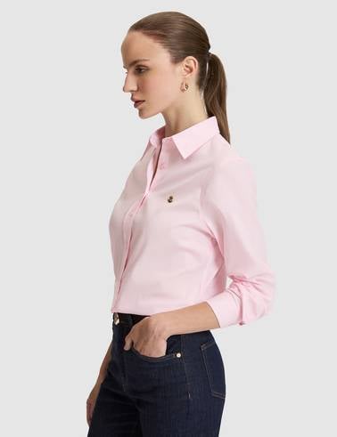 Pembe Slim Fit Pamuklu Basic Gömlek