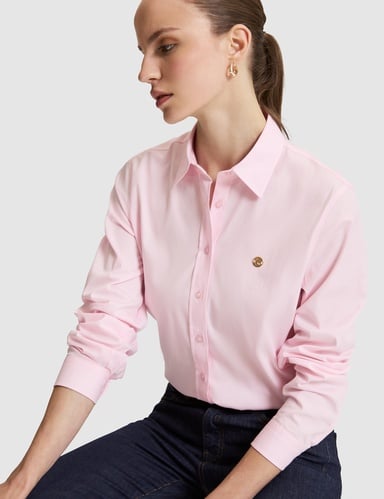 Pembe Slim Fit Pamuklu Basic Gömlek