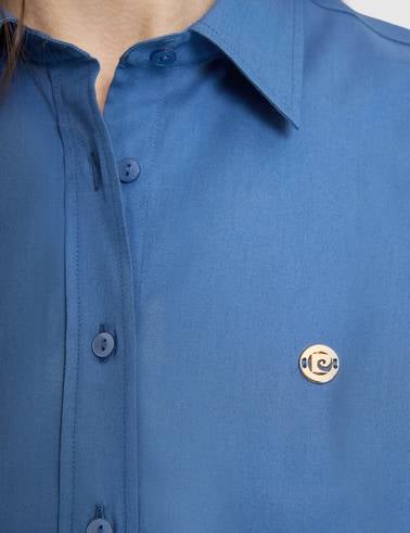 Açık İndigo Slim Fit Pamuklu Basic Gömlek