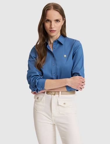 Açık İndigo Slim Fit Pamuklu Basic Gömlek