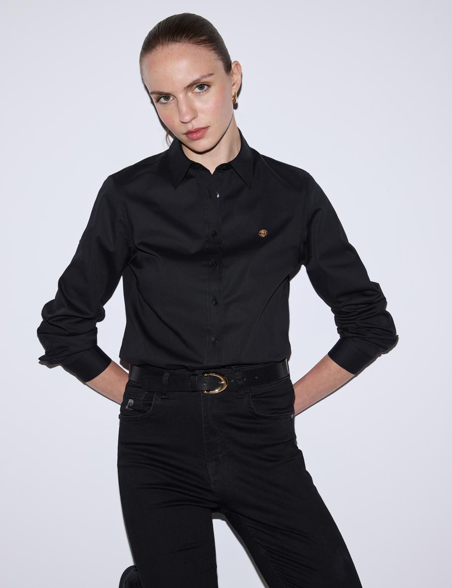 Siyah Slim Fit Uzun Kollu Gömlek