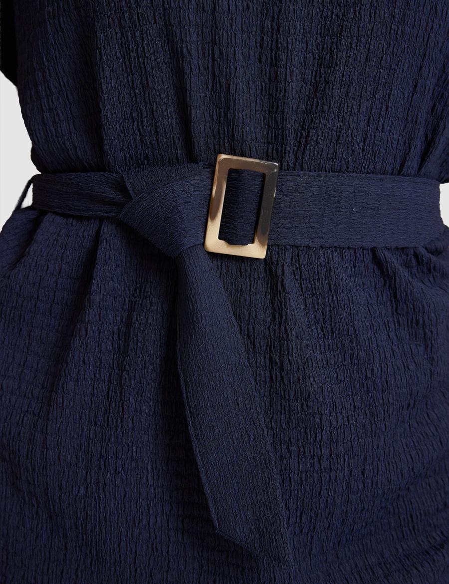 Lacivert Comfort Fit Örme Bluz