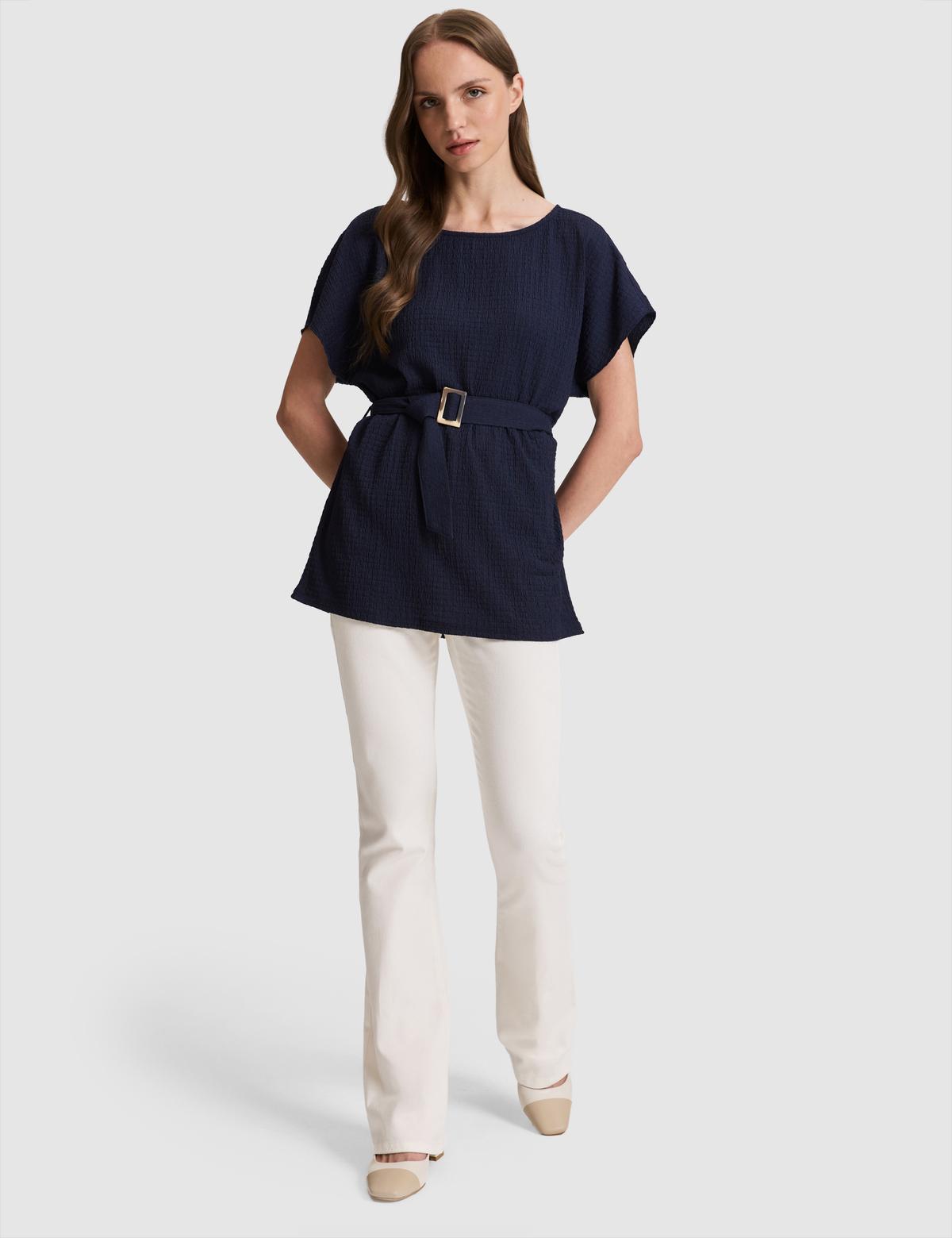 Lacivert Comfort Fit Örme Bluz - 50319881009