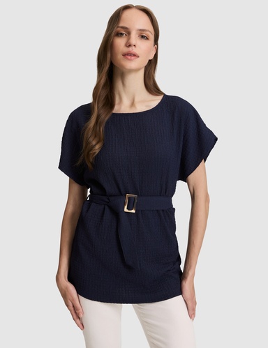 Lacivert Comfort Fit Örme Bluz