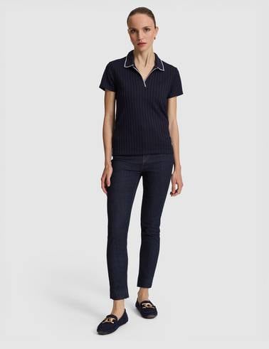 Lacivert Slim Fit Polo Yaka Basic Tişört