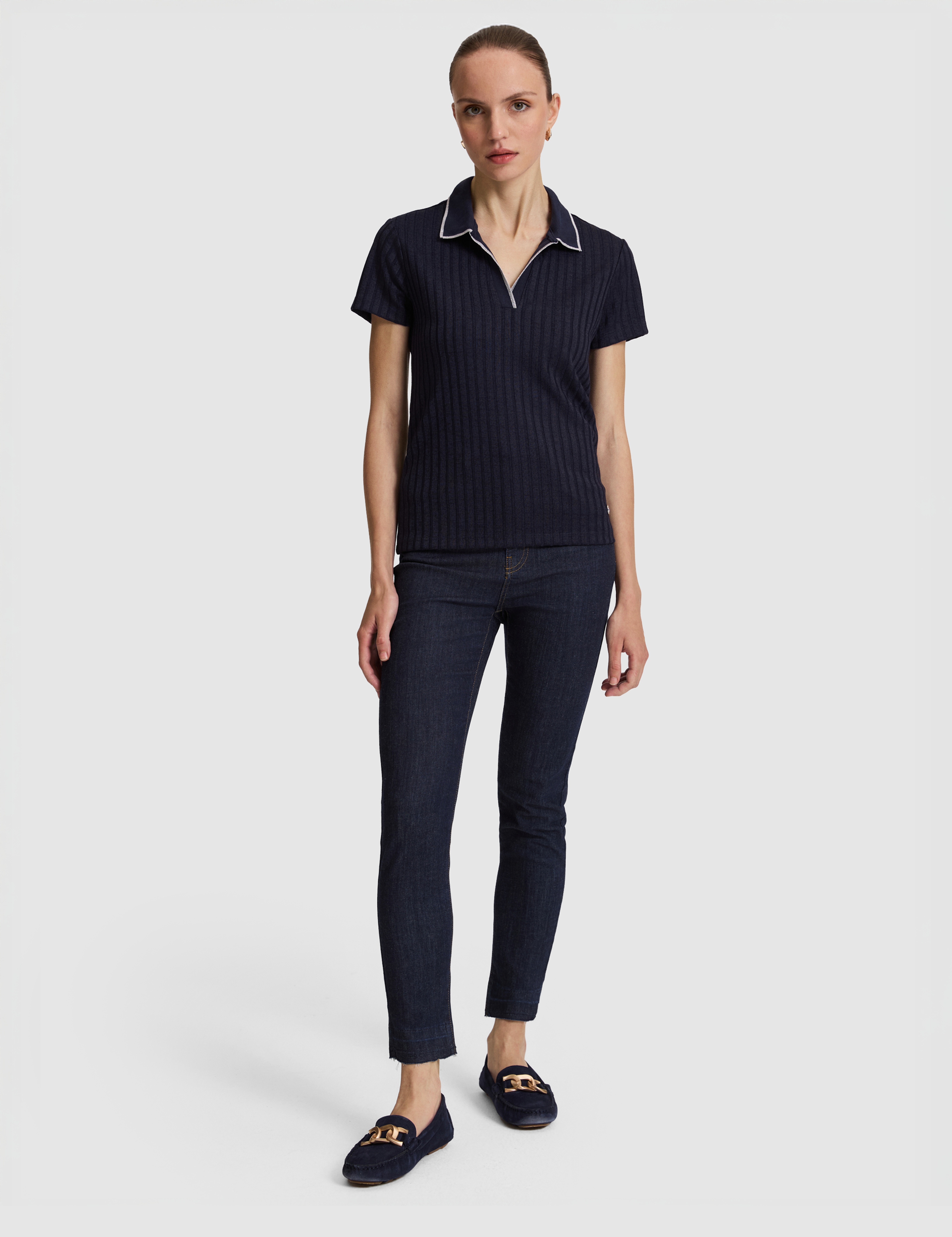 Lacivert Slim Fit Polo Yaka Basic Tişört - Image 4