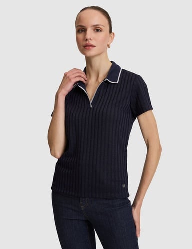 Lacivert Slim Fit Polo Yaka Basic Tişört