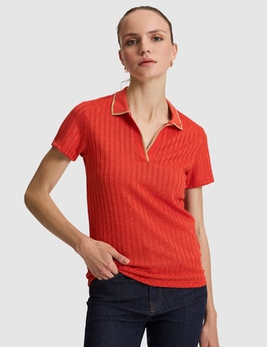 Kırmızı Slim Fit Polo Yaka Basic Tişört