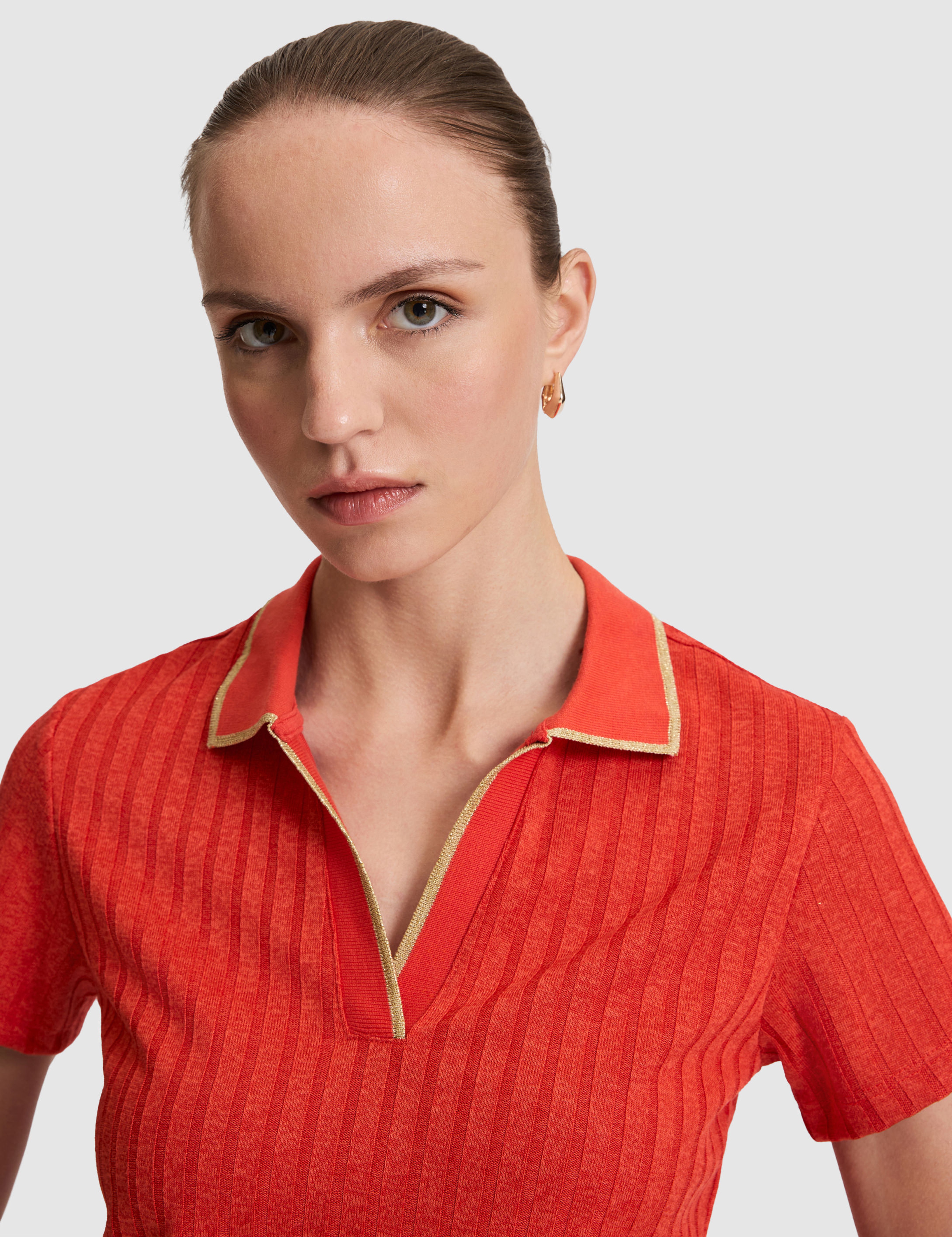 Kırmızı Slim Fit Polo Yaka Basic Tişört - Image 2