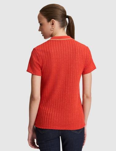 Kırmızı Slim Fit Polo Yaka Basic Tişört