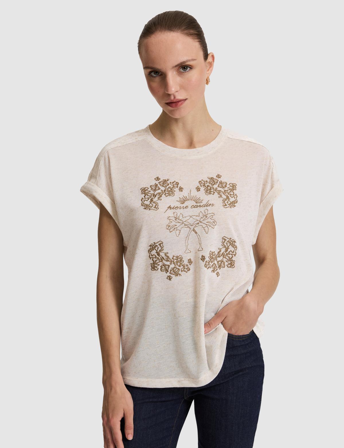 Bej Comfort Fit Tişört - 50319839006