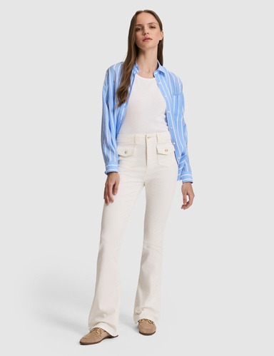 Ekru Skinny Flare Jean Pantolon