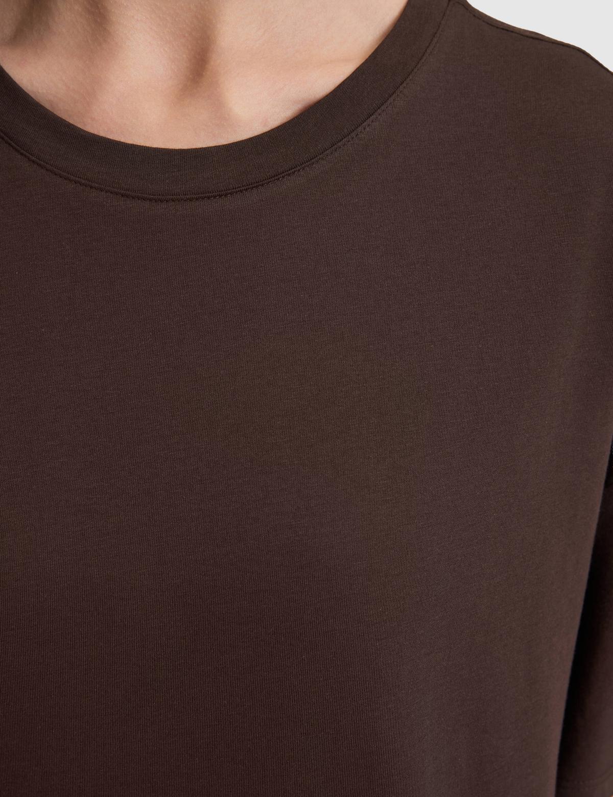 Kahverengi Oversize Bisiklet Yaka Tişört - 50325455015