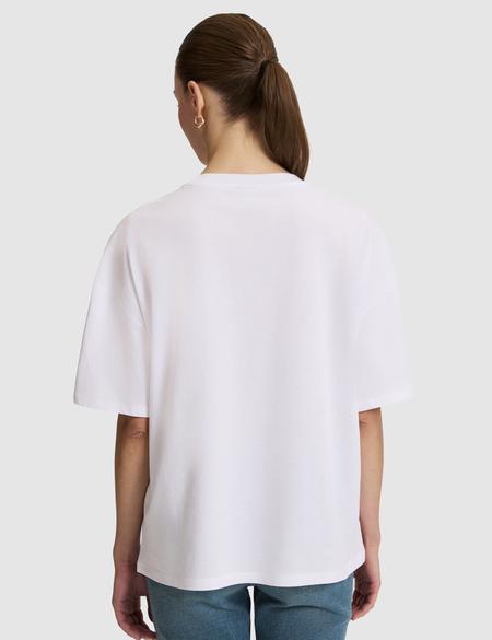 Beyaz Oversize Bisiklet Yaka Tişört - 50325455007