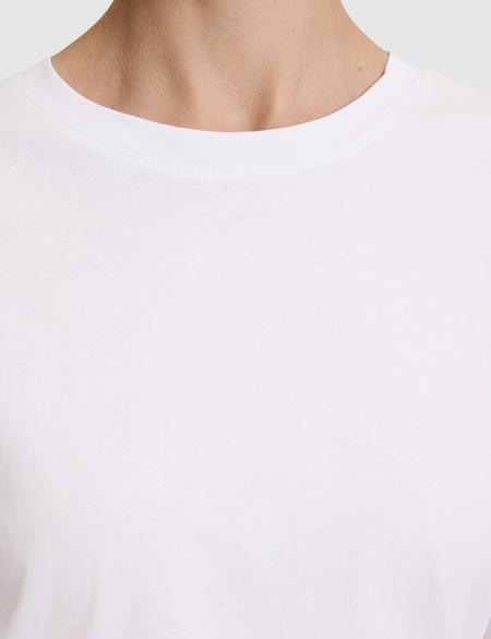 Beyaz Oversize Bisiklet Yaka Tişört - 50325455007