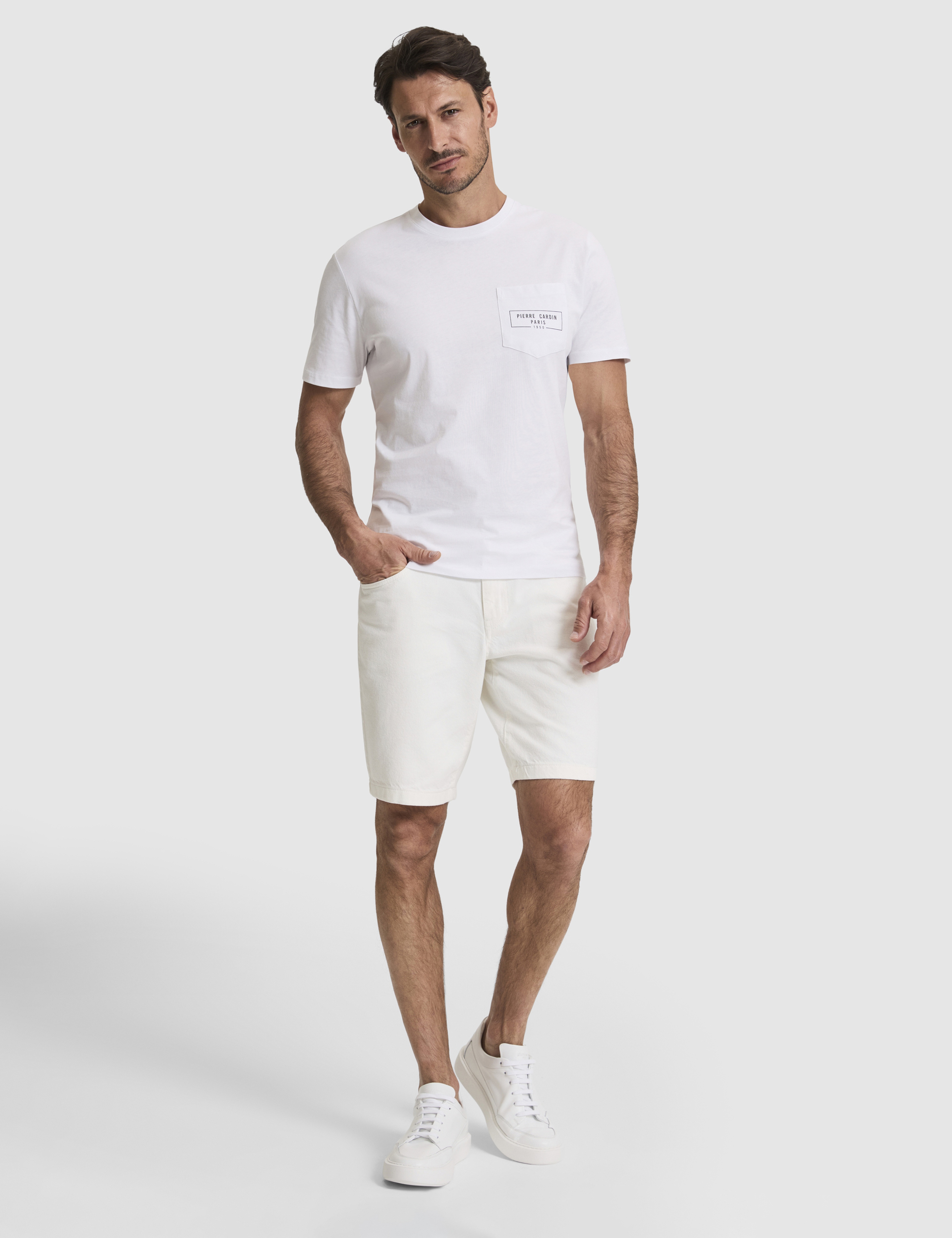 Beyaz Regular Fit %100 Pamuk Bisiklet Yaka Tişört - Image 4