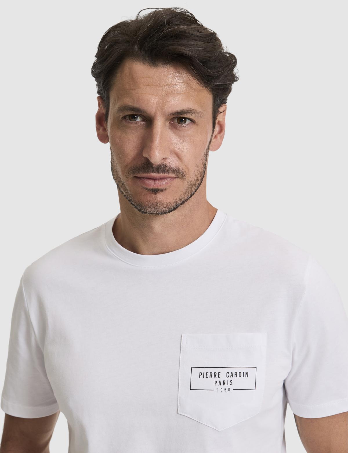 Beyaz Regular Fit %100 Pamuk Bisiklet Yaka Tişört - 50327866001
