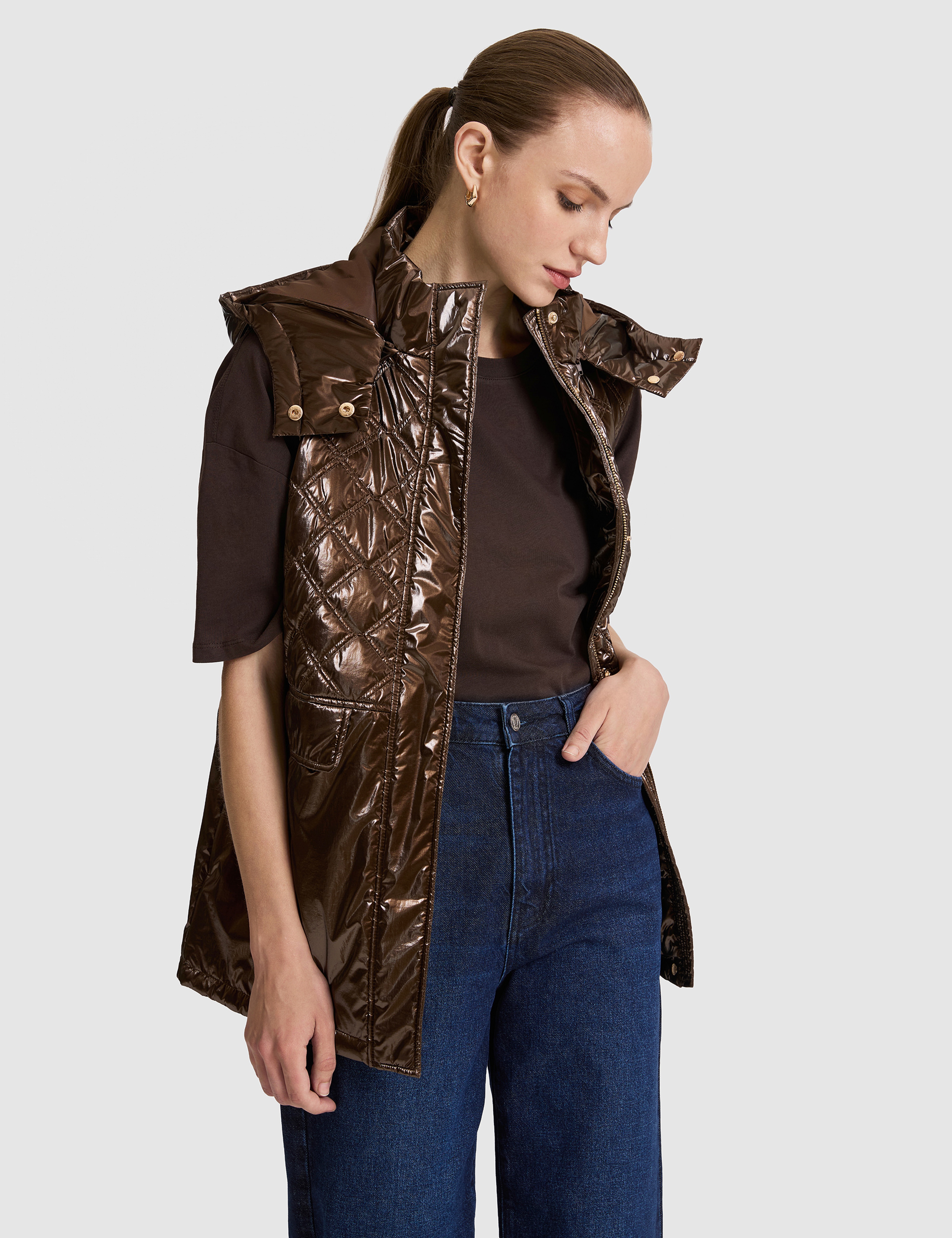 Kahverengi Regular Fit Yelek - Image 3