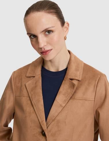 Camel Regular Fit Süet Ceket