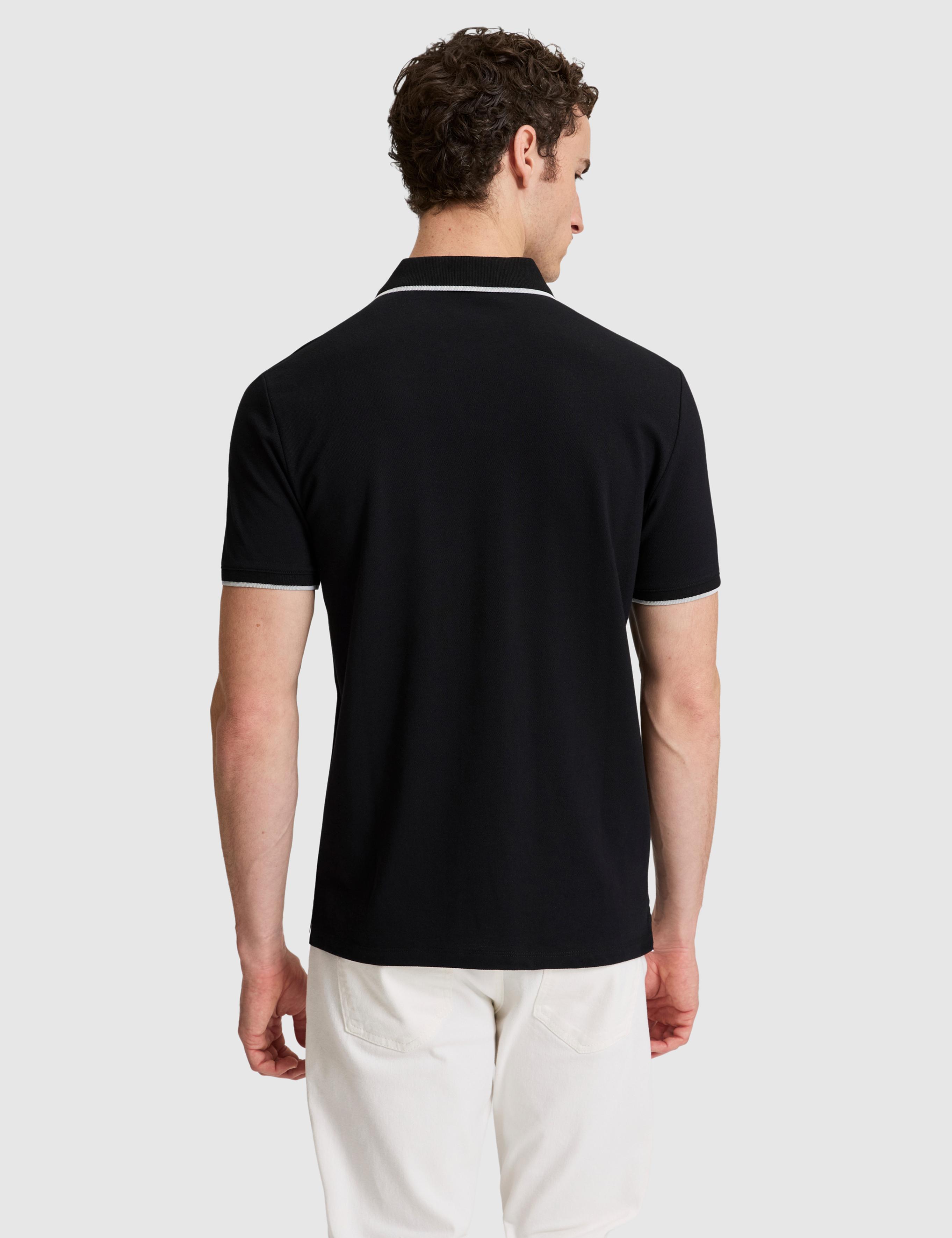 Siyah Slim Fit %100 Pamuk Apaş Yaka Tişört