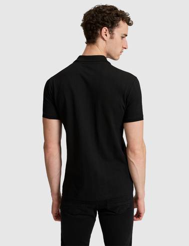 Siyah Slim Fit Düğmeli Polo Yaka Tişört